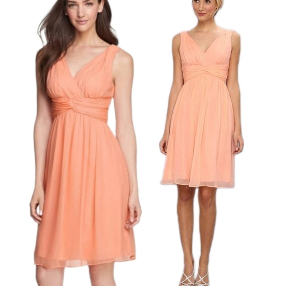 Donna Morgan Peach Silk Chiffon Dress